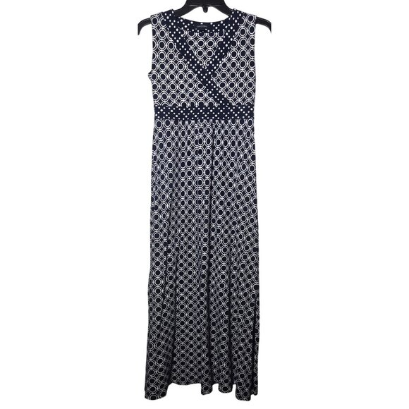Lands End Blue Sleeveless Babydoll Midi Dress Size Petite XS Surplice Neck Vneck - Picture 1 of 10